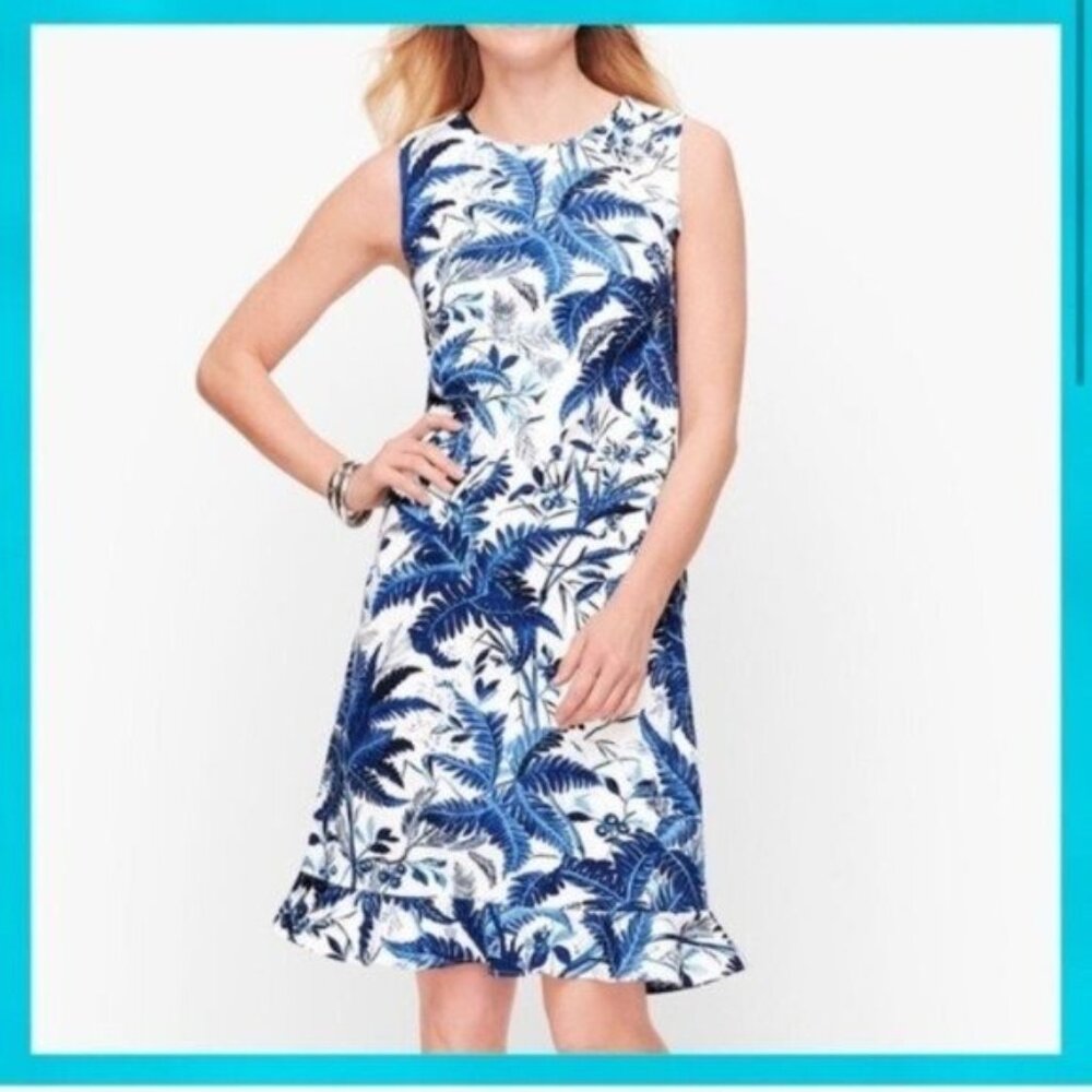 Talbots Blue and White Floral Aline Dress